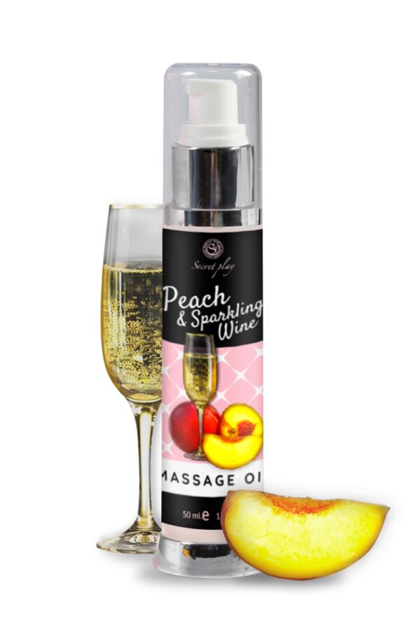 Huile de massage pêche et vin pétillant