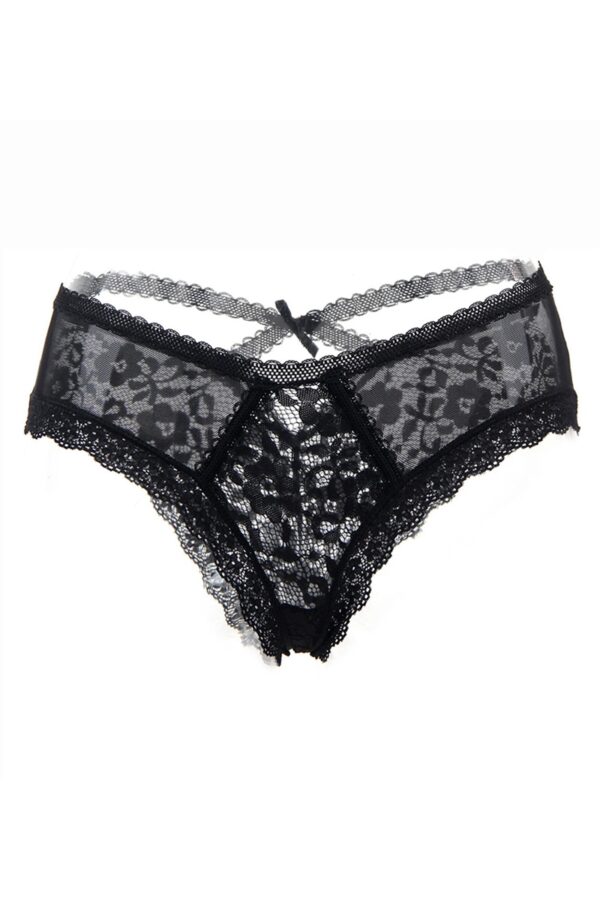 Tanga en dentelle fine - Noir – Image 2