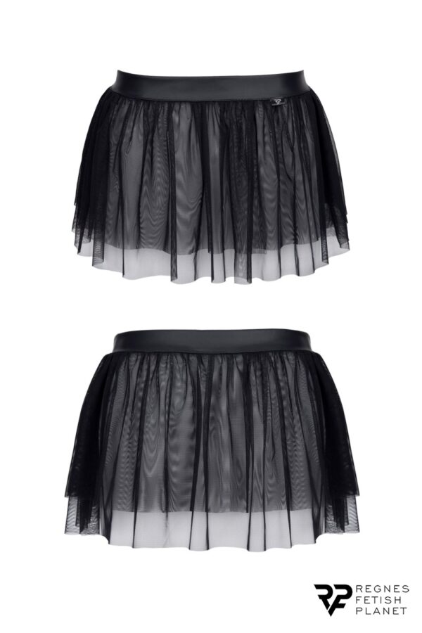 Mini jupe noire en maille transparente – Image 2