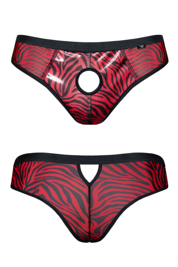 Slip type brésilien ouvert zébré rouge et noir – Image 3