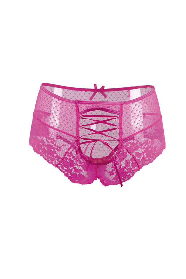 Tanga sexy à laçage - Rose – Image 4