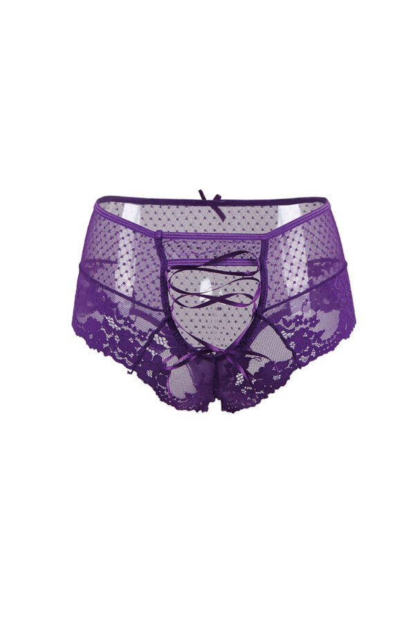 Tanga sexy pourpre à laçage – Image 3