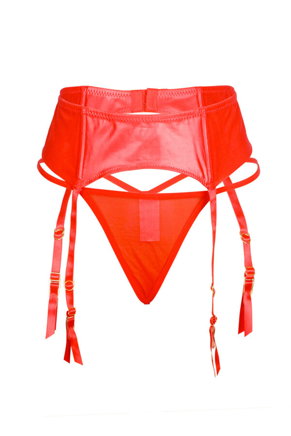 Porte-jarretelles wetlook avec string rouge – Image 3