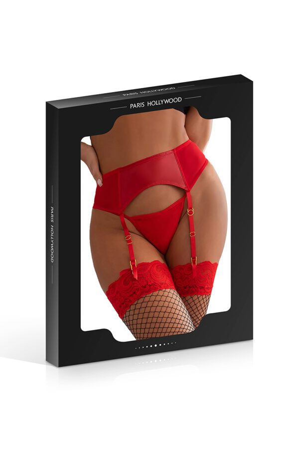 Porte-jarretelles wetlook avec string rouge – Image 4