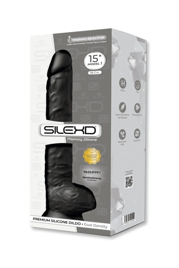 Gode XXL double densité Noir 38 x 7 cm - SilexD – Image 2