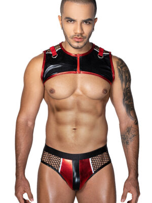 Ensemble sexy deux pièces rouge et noir - J Lingerie