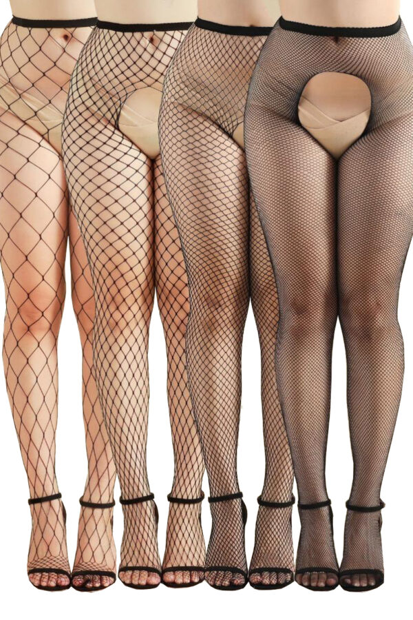 Pack 4 collants ouverts résille