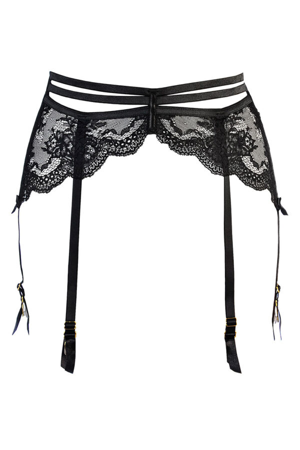 Porte-jarretelles tulle et dentelle noir - V-10712 – Image 3